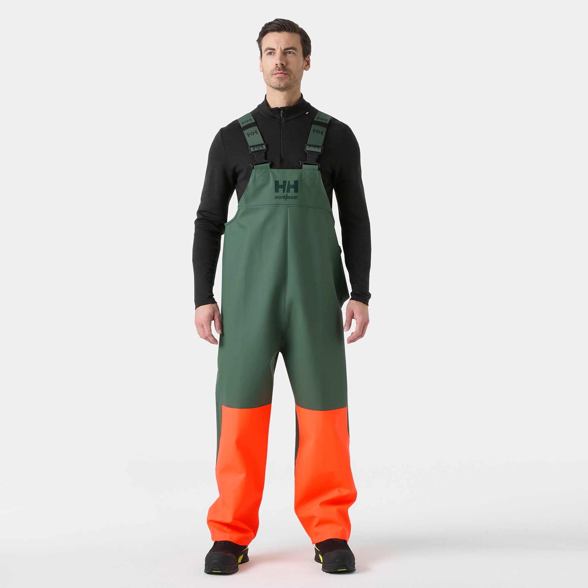 Helly Hansen NJORD RAIN vihma traksipüksid Hi-Vis oranž/roheline
