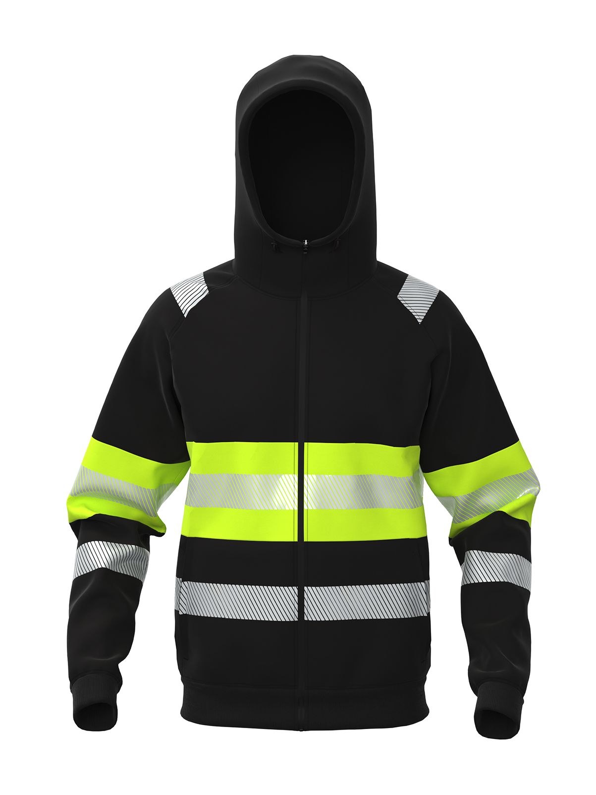 BoSafety FENIX PLUS luku ja kapuutsiga dressipluus HI -Vis kl.1 must/kollane