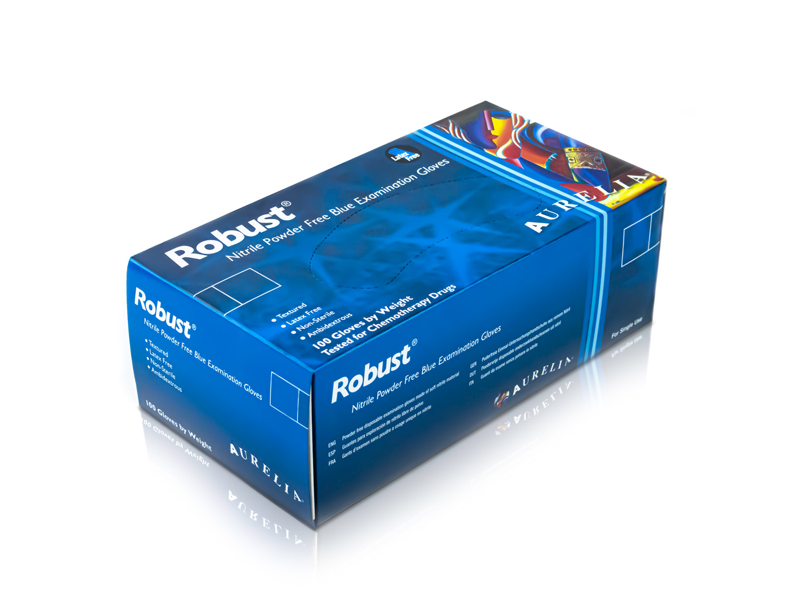 Aurelia ROBUST ühekordsed nitriilkindad 100tk/pakk, puudrivaba, sinine