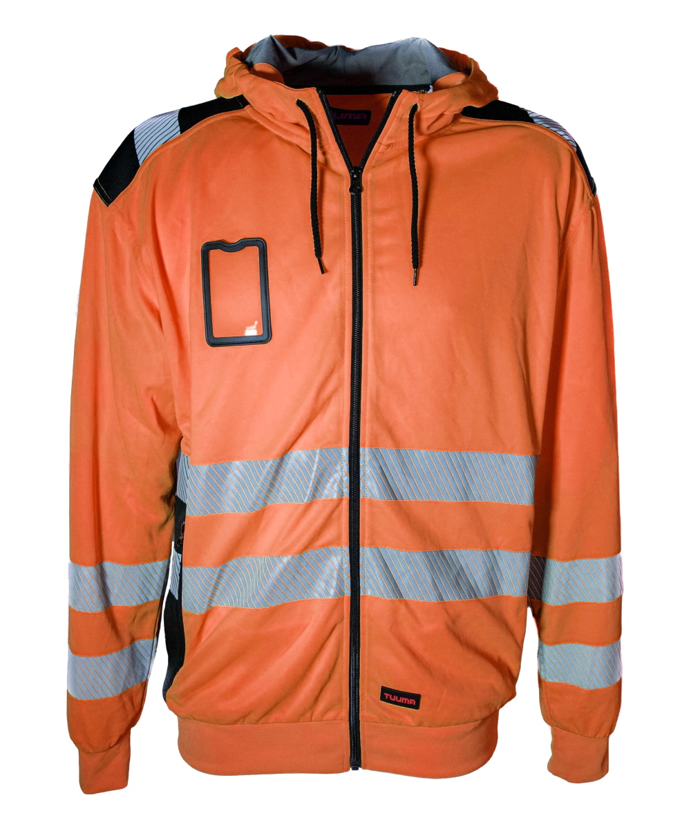 Tuuma Hi-Vis hingav kapuutsi ja pika lukuga pusa, oranž/must