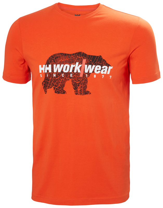 Helly Hansen GRAPHIC T-särk oranž, HH Workwear logo valge + karu