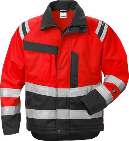 Fristads Hi-Vis jope PLU 4026, kl. 3 must/punane