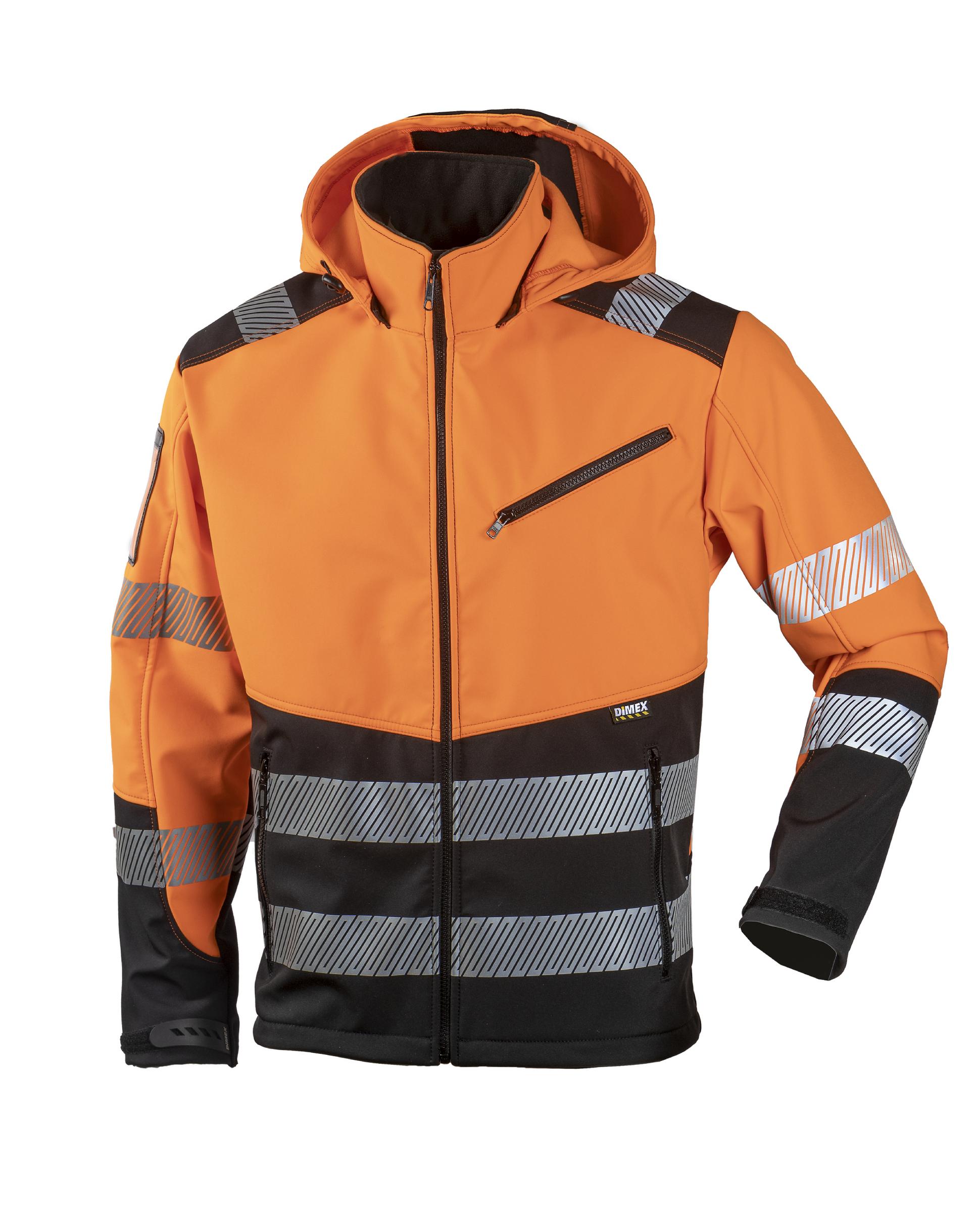Dimex kapuutsiga softshell jakk Hi-Vis oranž/must kl.1