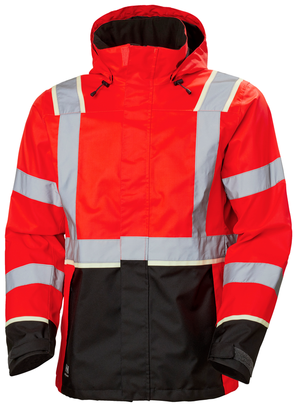 Helly Hansen UC-ME Shell jope HI VIS CL3, punane/must