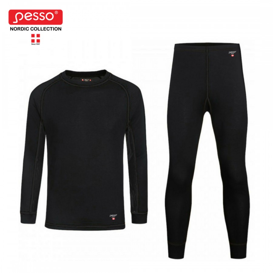 Pesso MERINO meriinovillast (20%) termopesu komplekt must