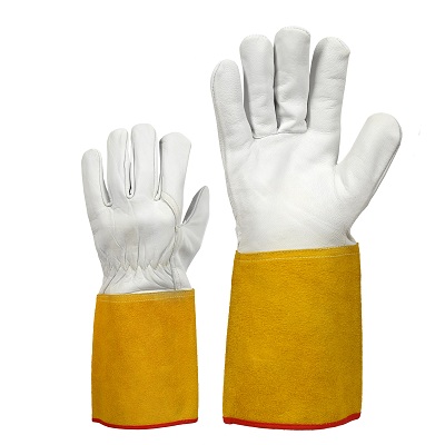 Kitse pealisnahast töökindad keevitamiseks, Kevlar õmblus, 32cm