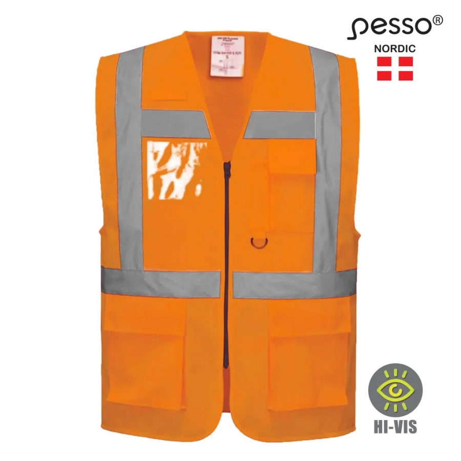 Pesso helkurvest taskute ja lukuga kl.2, oranž