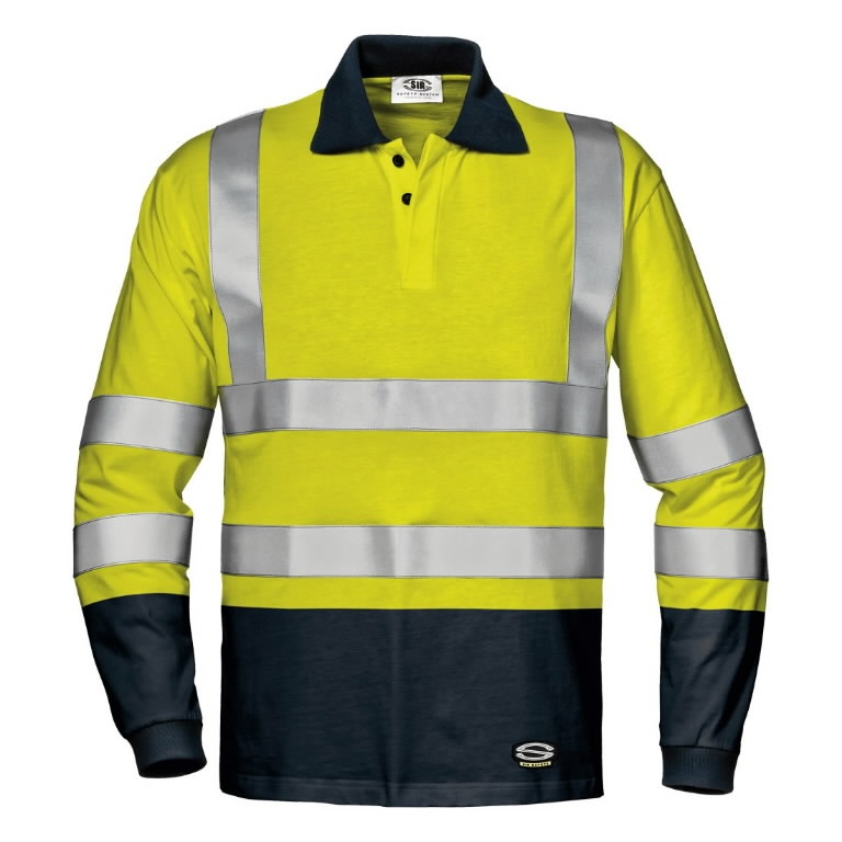 Sir Safety GOMEZ leegikindel pikkade varrukatega polo HI-VIS kl.2 kollane/sinine
