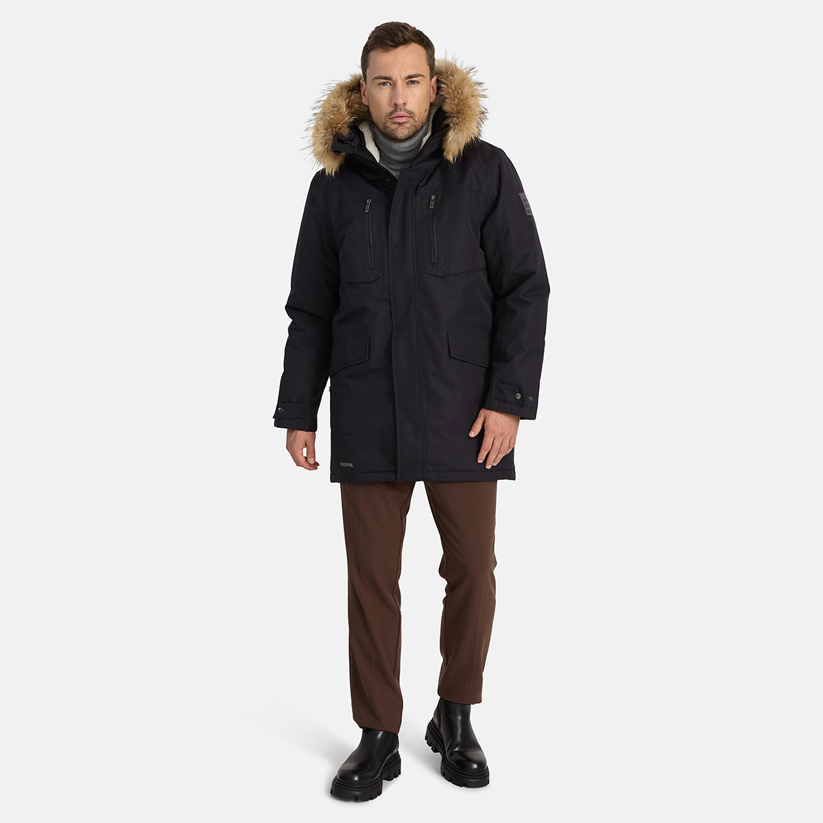 Huppa DAVID 1 meeste talveparka naturaalkarvaga 200g, must
